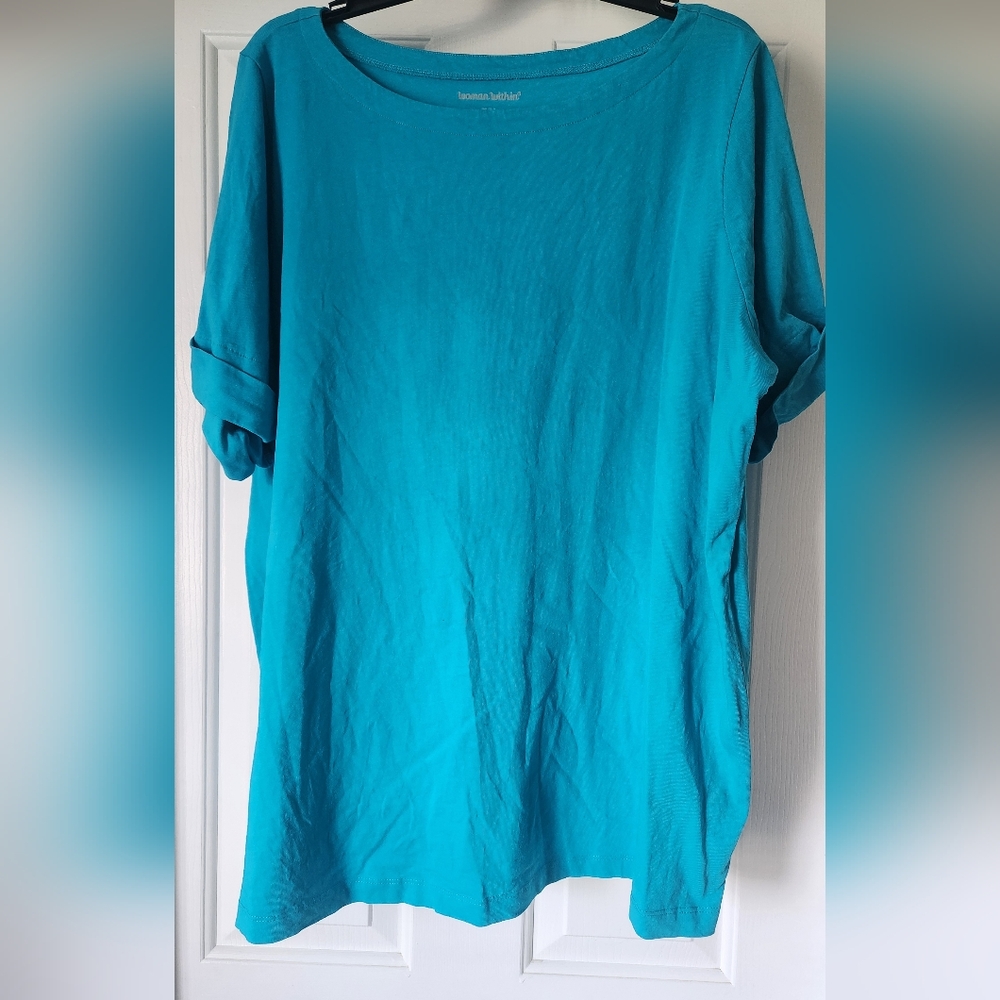 Woman Within Blue Short Sleeve Tee Top